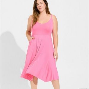Torrid Pink Midi Super Soft Handkerchief Dress